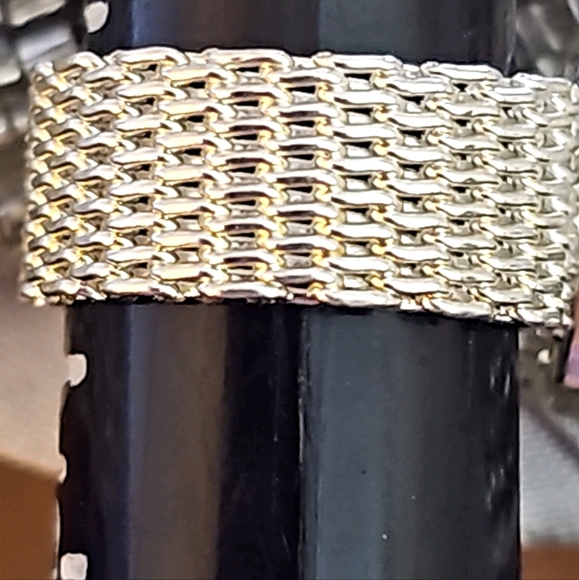 Sterling Silver Mesh Rhinestone Heart Ring - Picture 3 of 4